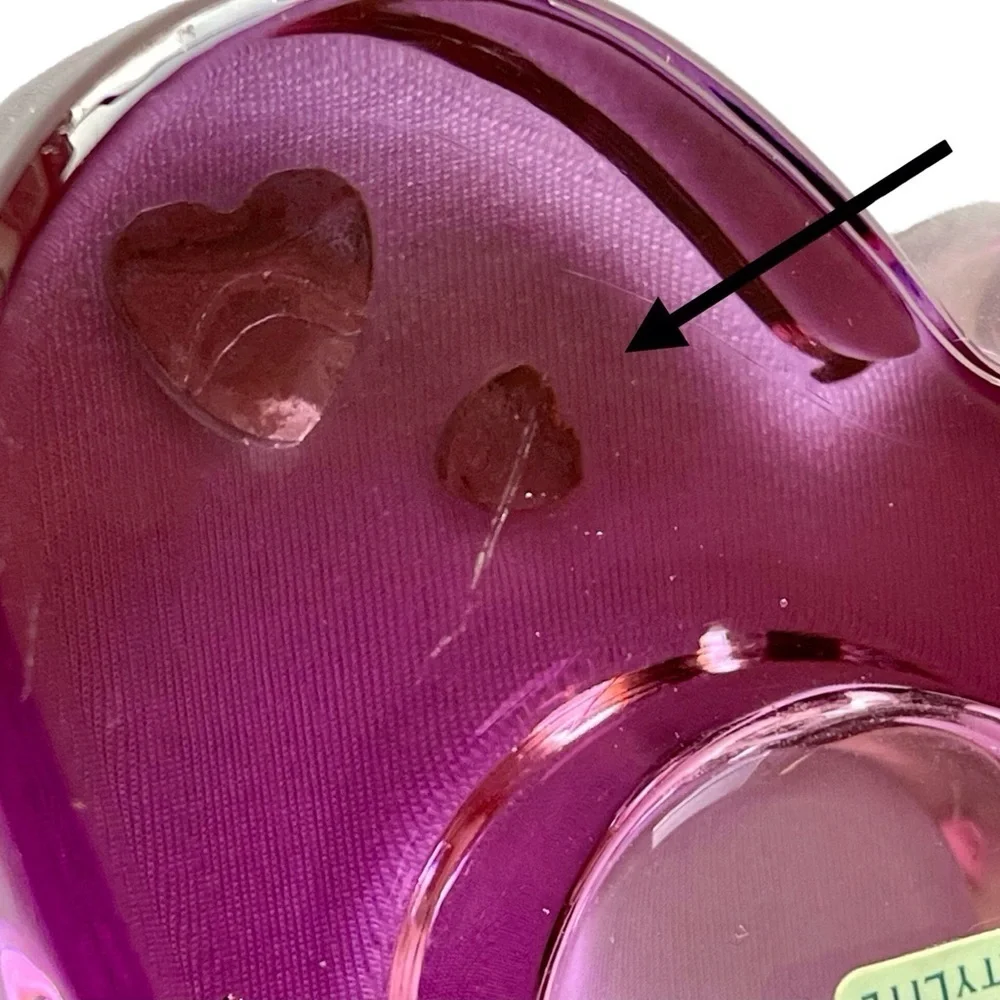 PartyLite #7787 Purple Passion Glass Votive Candle Holder w/Crystal Hearts - Picture 7 of 7